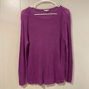Eileen Fisher Purple Ribbed Long Sleeve Knit Top Women’s Large